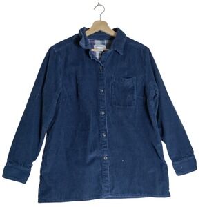 The Vermont Country Store Blue Corduroy Shacket Lined Sz Medium Cotton